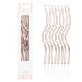 8 CANDELINE CURLY ROSA GOLD CON SOSTEGNO 12.5 CM 53166