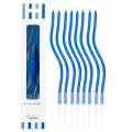 8 CANDELINE CURLY BLU CON SOSTEGNO 12.5 CM 53158