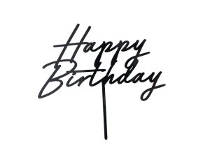 CAKE TOPPER HAPPY BIRTHDAY NERO 16.5CM KPT79