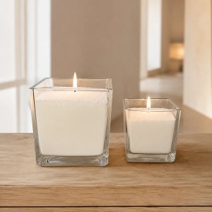 CANDELA IN VETRO TRASPARENTE 70GR 15 ORE CM6X6 C6X600